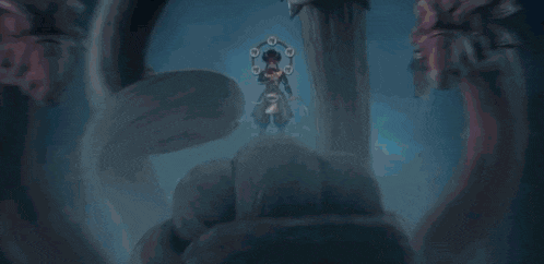 a close up of a demon holding a sword