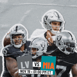 a group of football players standing next to each other with a sign that says lv vs mia