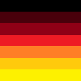 a red , orange , and yellow flag with a black background