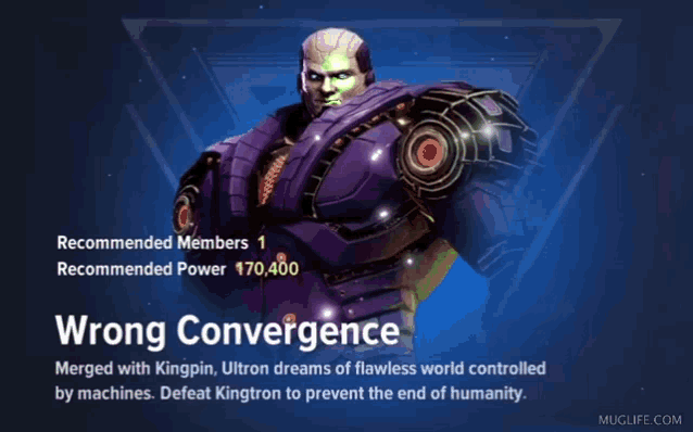a purple robot with the words yes wrong convergence on it