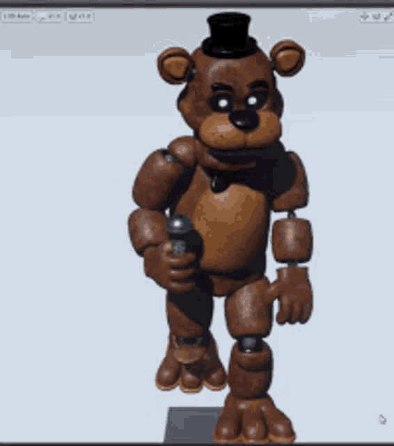 a 3d model of a teddy bear with a top hat and bow tie