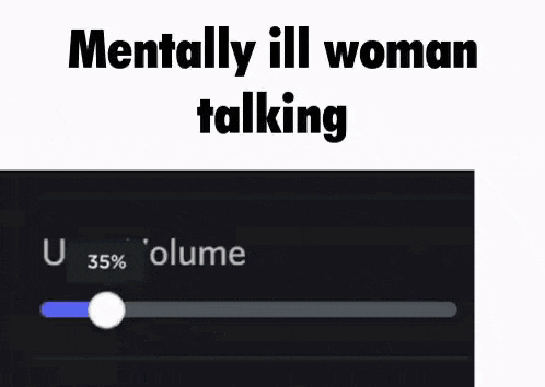 a meme that says mentally ill woman talking with a user volume slider .
