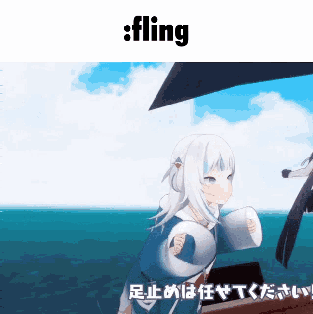 a picture of a girl on a boat with the word fling on the bottom