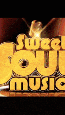 a sweet soul music sign with a microphone in the background