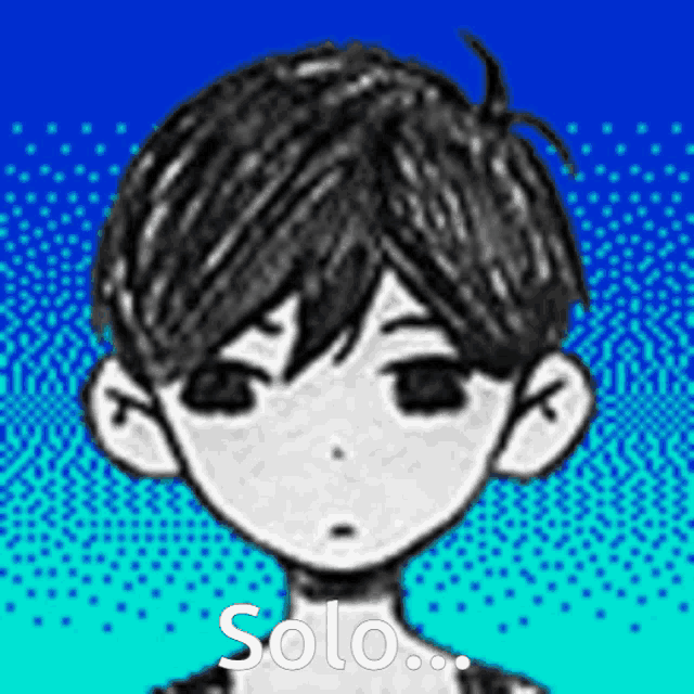 a black and white drawing of a boy 's face with the words solo written below it .