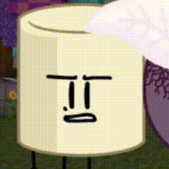 a cartoon drawing of a marshmallow with a face on it