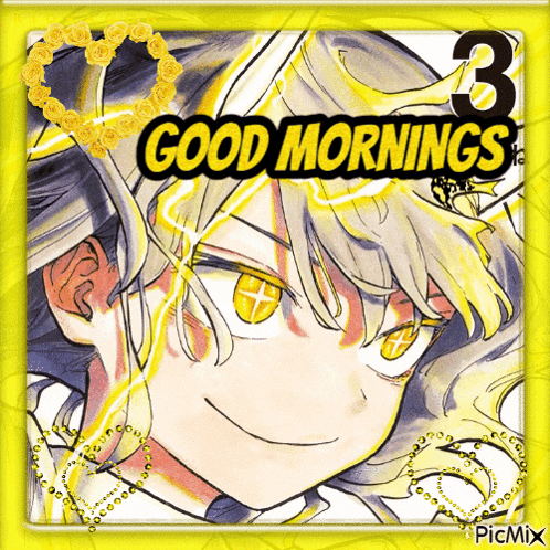 a picture of a girl with the words good mornings 3