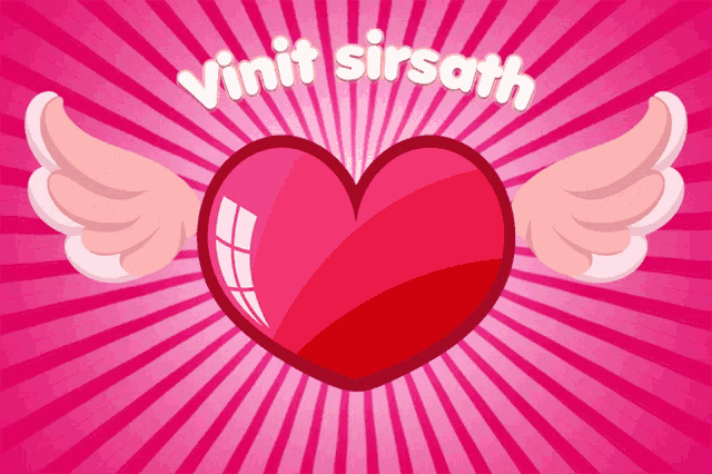 a cartoon heart with wings and the words " venit sirsath "