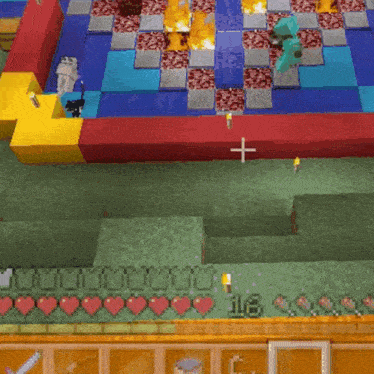 a screenshot of a video game with hearts and the number 16 on it