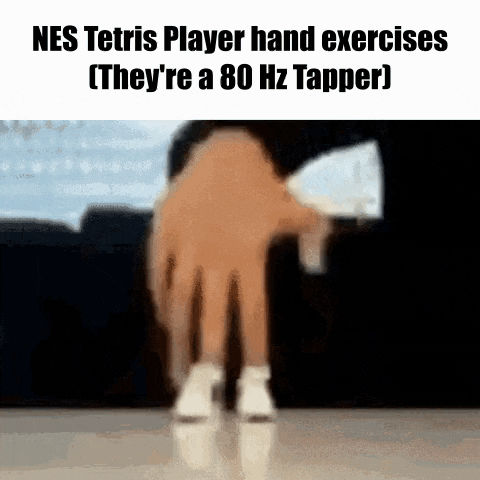 a tetris player is doing hand exercises with a 80 hz taper
