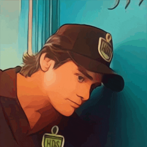 a man wearing a hat that has hds on it