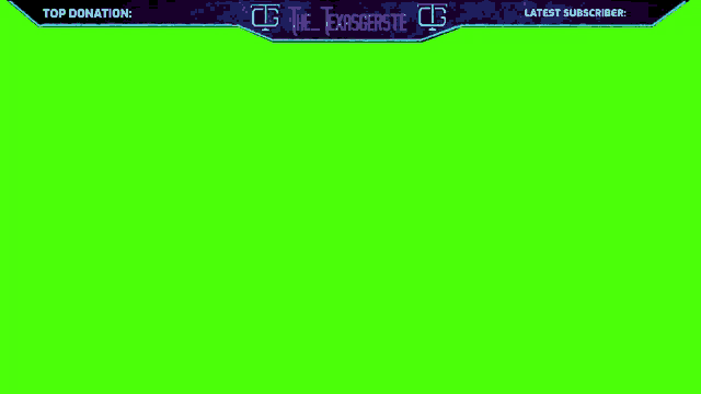 a green screen with a purple and blue border and a top donation and latest subscriber .