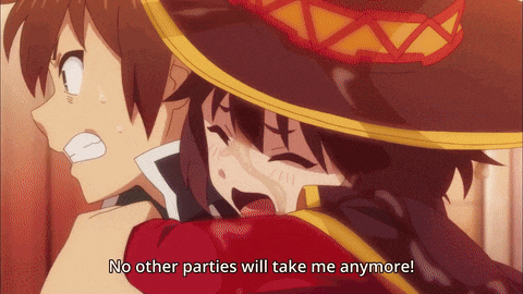 a girl in a red hat is crying and says no other parties will take me anymore