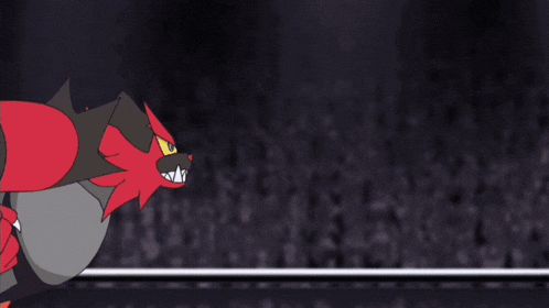 a cartoon of a pokemon fighting another pokemon with purple fire coming out of its mouth