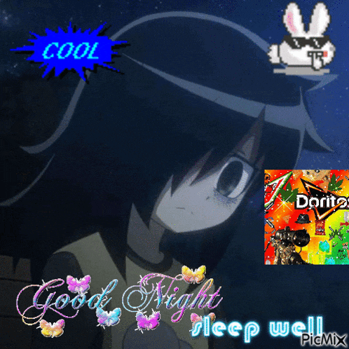a picture of a girl with the words good night sleep well on it