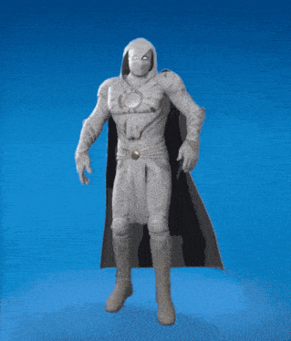 a statue of a man in a white costume with a black cape