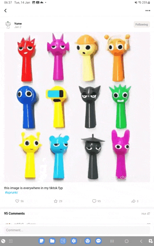 a screenshot of a facebook page showing a bunch of different colored toys