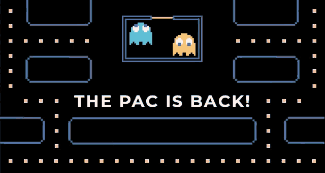 a pac man game with the words " the pac is back "