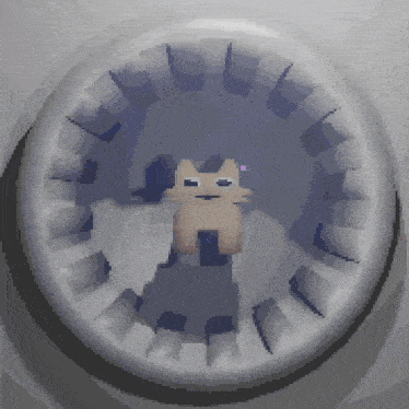 a pixel art of a cat in a circular object