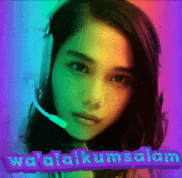 a picture of a woman with a microphone and the words wa ' alaikumsalam on the bottom