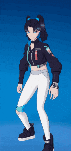 a girl in a black jacket and white pants has the number 20 on her sleeve
