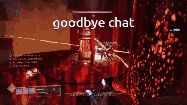 a screenshot of a video game with the words goodbye chat at the top