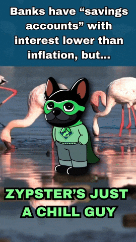 zypster 's just a chill guy poster with flamingos and a dog