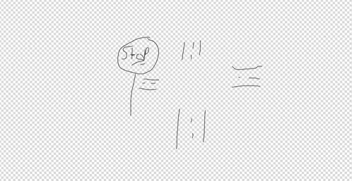 a stop sign is drawn on a checkered background with a pencil .