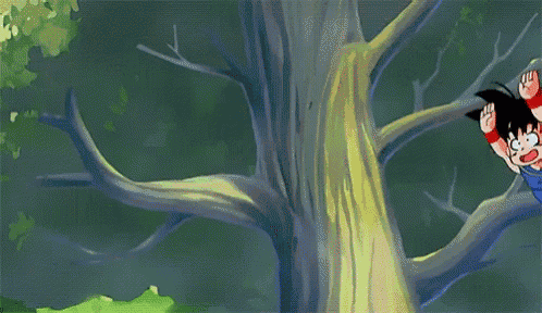 a cartoon of a person jumping from a tree branch