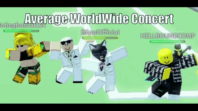 a screenshot of a video game with the words average worldwide concert