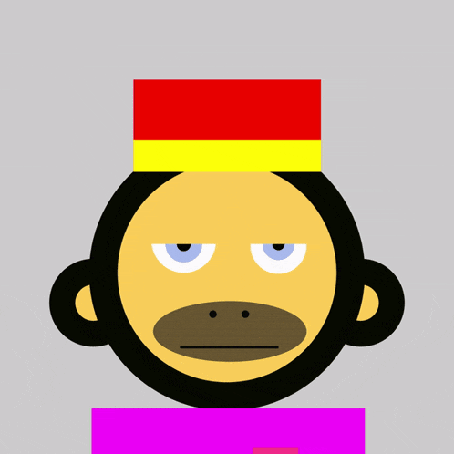 a monkey with a yellow and red stripe on his head