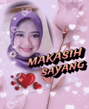 a picture of a woman with the words " makasih sayang " written above her