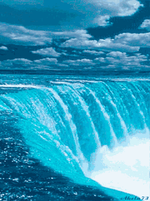 a picture of a waterfall with the number 73 on the bottom