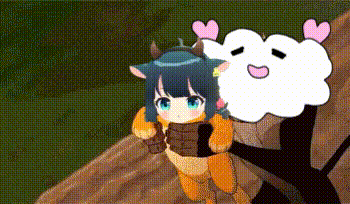 a cartoon girl in a cow costume is standing next to a sheep .