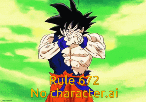 a cartoon of a man covering his face with his hands and the words rule 674 no character.ai