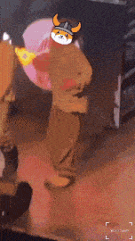 a person in a teddy bear costume with a viking hat