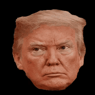 a pixelated image of donald trump 's face as an apple with a green leaf on top