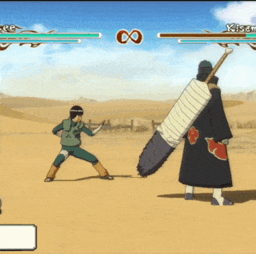 a video game is being played with two characters named kisame