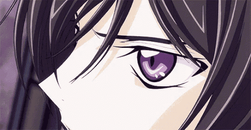 a close up of a person 's eye with purple eyes
