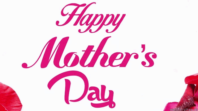 a card that says happy mother 's day with red rose petals in the shape of a heart