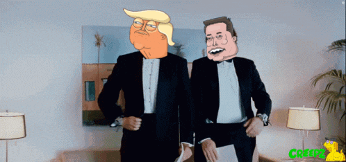 donald trump and elon musk are standing next to each other in a room