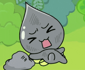 a cartoon drawing of a drop of water with a surprised face