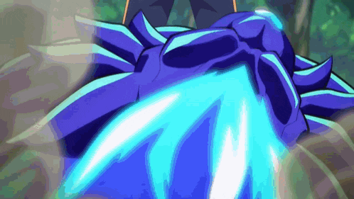 a close up of a cartoon character 's feet with a blue light coming out of them