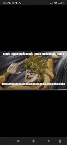 a meme of dio from jojo 's bizarre adventure is displayed on a phone screen