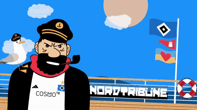 a man with a beard wearing a cosmo shirt
