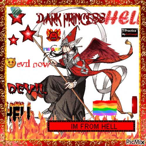 a picture of a devil with the words dark princess hell in the corner