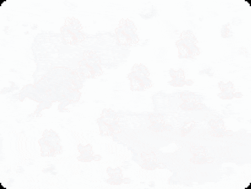 a pixel art drawing of a dinosaur surrounded by smaller dinosaurs in the snow