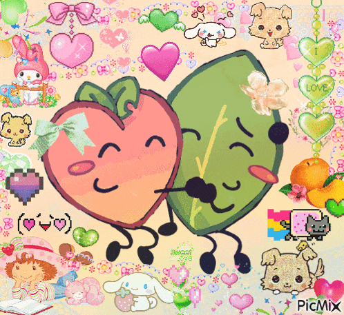 a picture of a heart and a leaf with the words picmix at the top