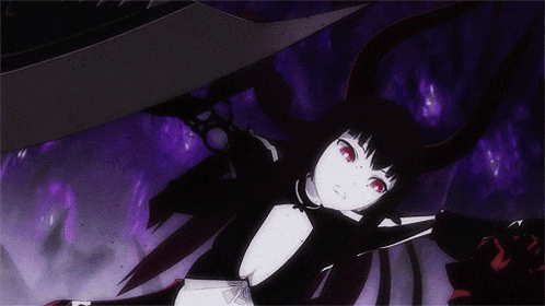 a girl with horns is holding a large sword in her hand