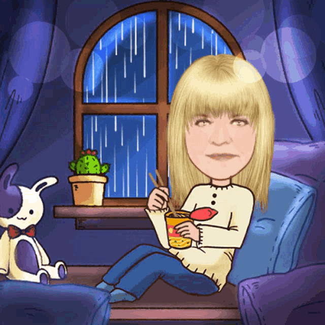 a cartoon of a woman sitting on a window sill